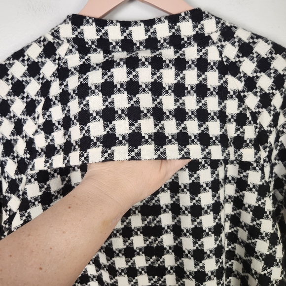 NWOT Rafaella Black & White Plaid Wool Blend Longline Blazer Jacket Size L #0525 - Picture 6 of 11
